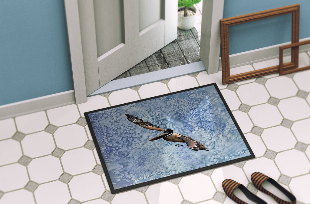 Pelican Cool Blue Water Doormat Indoor Outdoor 18H X 27W Front Door Mat Rugs for Entryway, Non Slip Washable