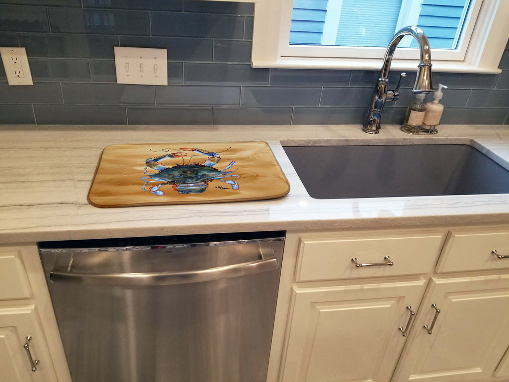 Female Blue Crab Sandy Beach Dish Drying Mat Absorbent Dish Drying Mat Pad for Kitchen Counter Dish Drainer Mat for Countertop, 14 x 21", Multicolor
