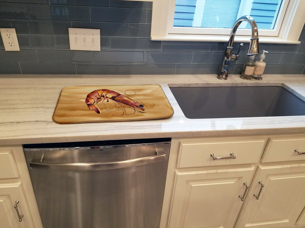 Shrimp  Sandy Beach Dish Drying Mat Absorbent Dish Drying Mat Pad for Kitchen Counter Dish Drainer Mat for Countertop, 14 x 21", Multicolor