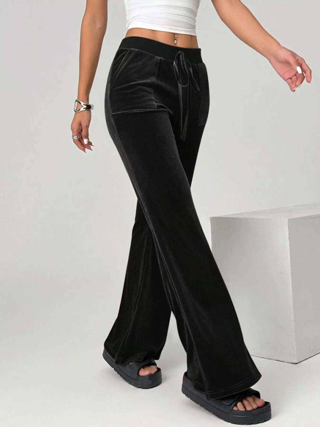 Velvet Flare Leg Pants