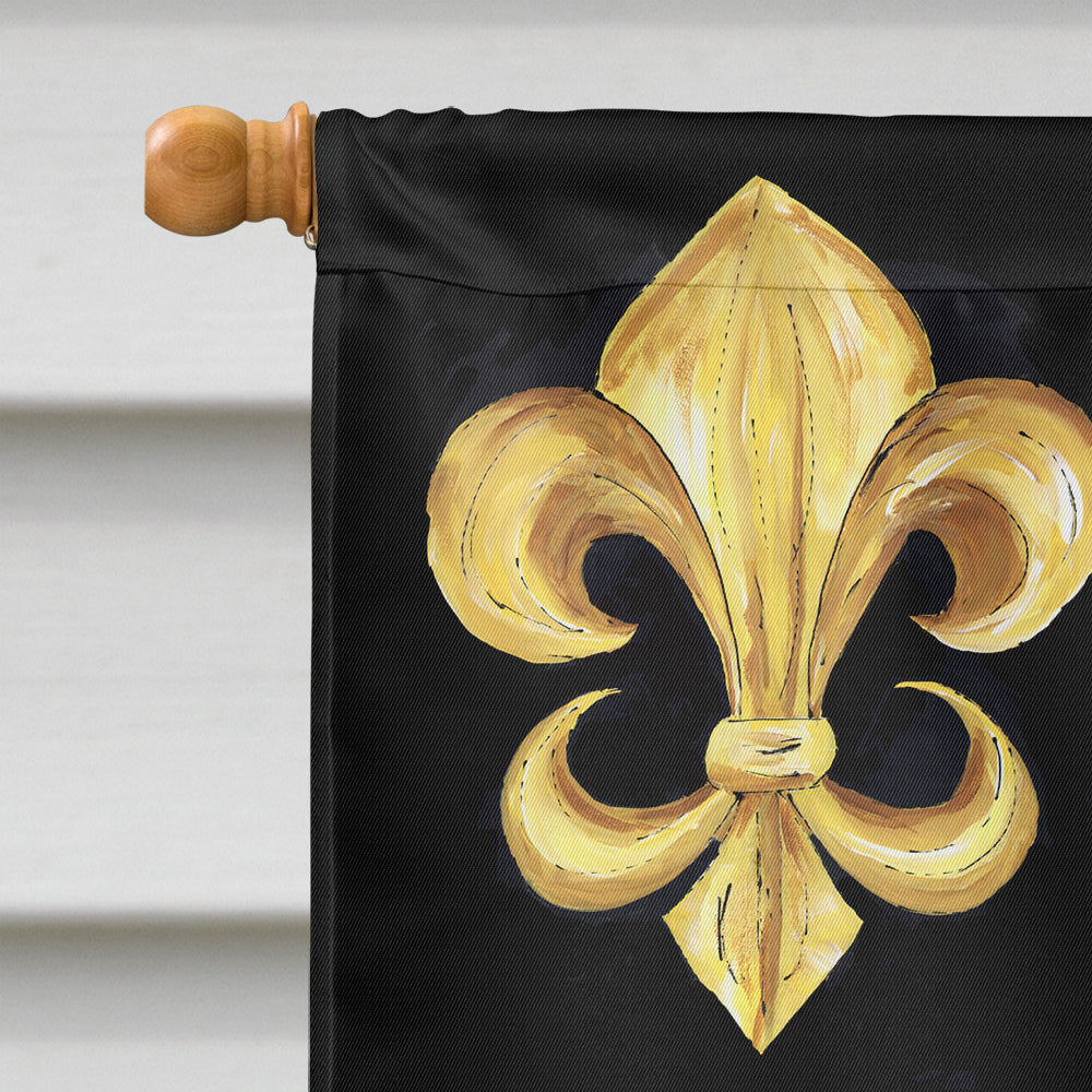 Black Gold Fleur de lis Nation House Flag 28x40 Porch Sleeve Pole Decorative Outside Yard Banner Artwork Wall Hanging, Polyester
