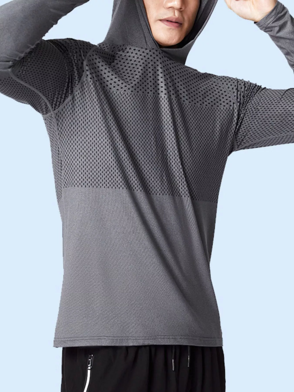 Men's Plus Size Breathable Long Sleeve Hooded Active Top