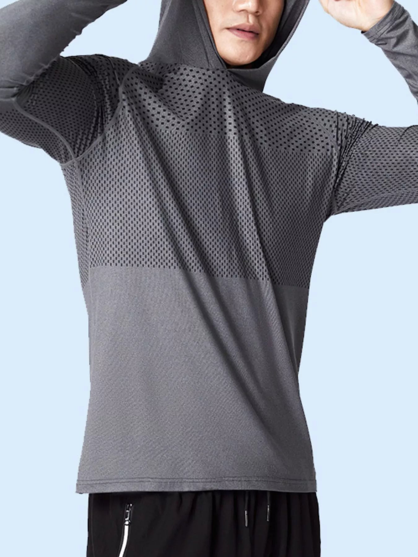 Men's Plus Size Breathable Long Sleeve Hooded Active Top