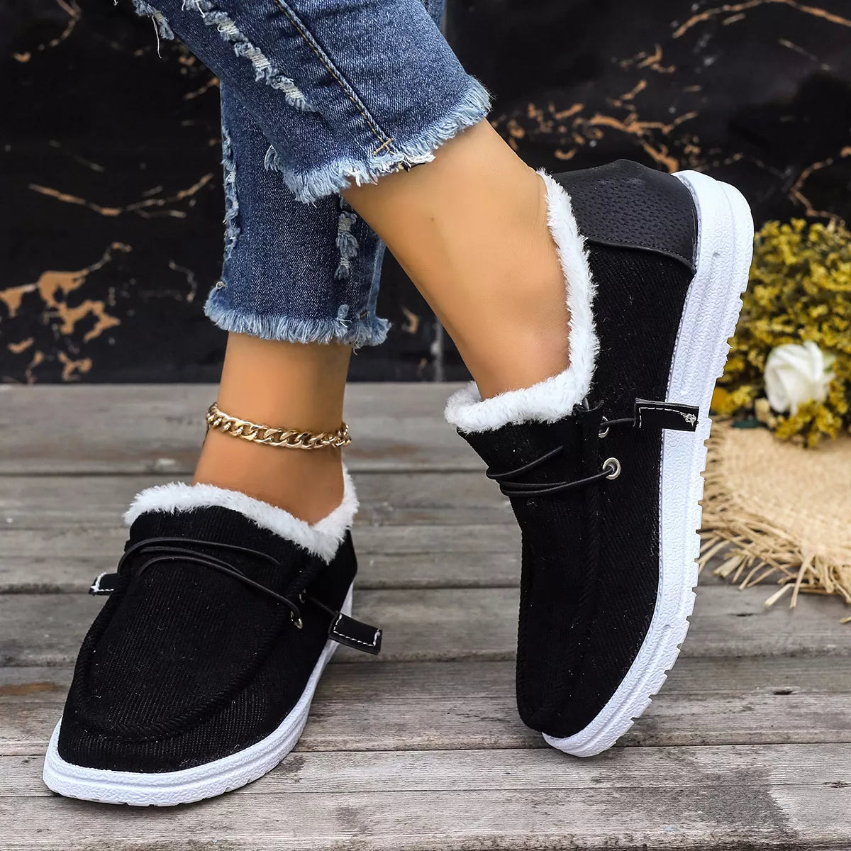 Faux Fur Lined Slip-Ons