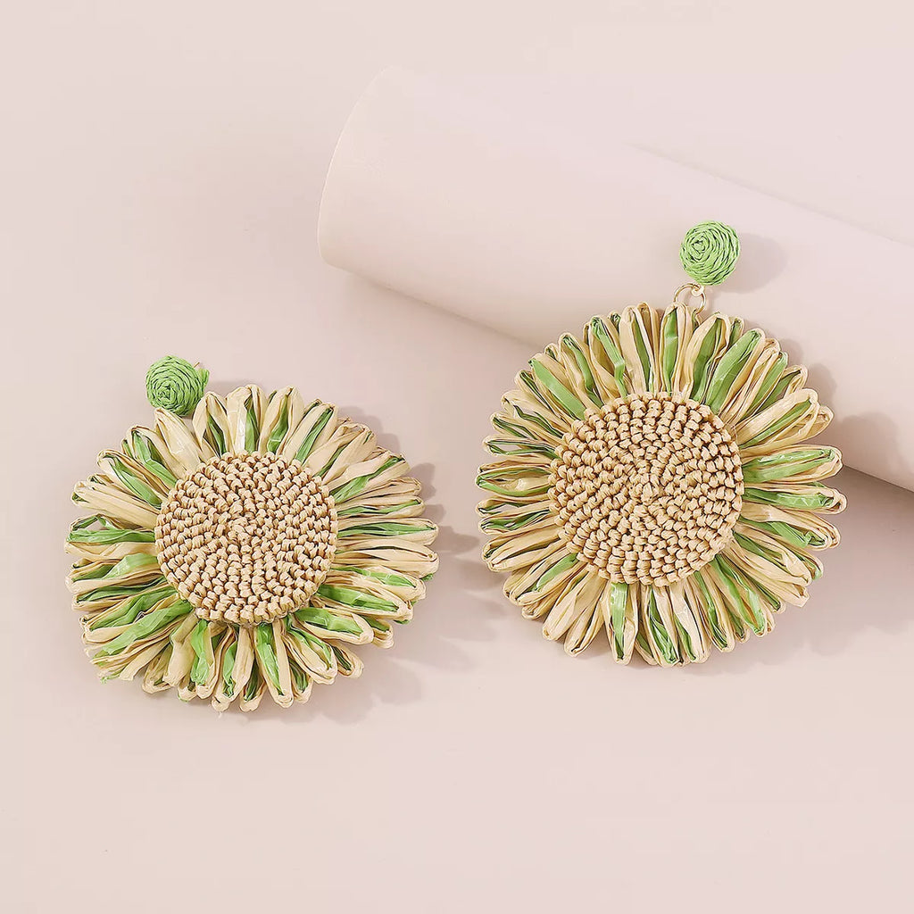 Sunflower Rattan Dangle Earrings