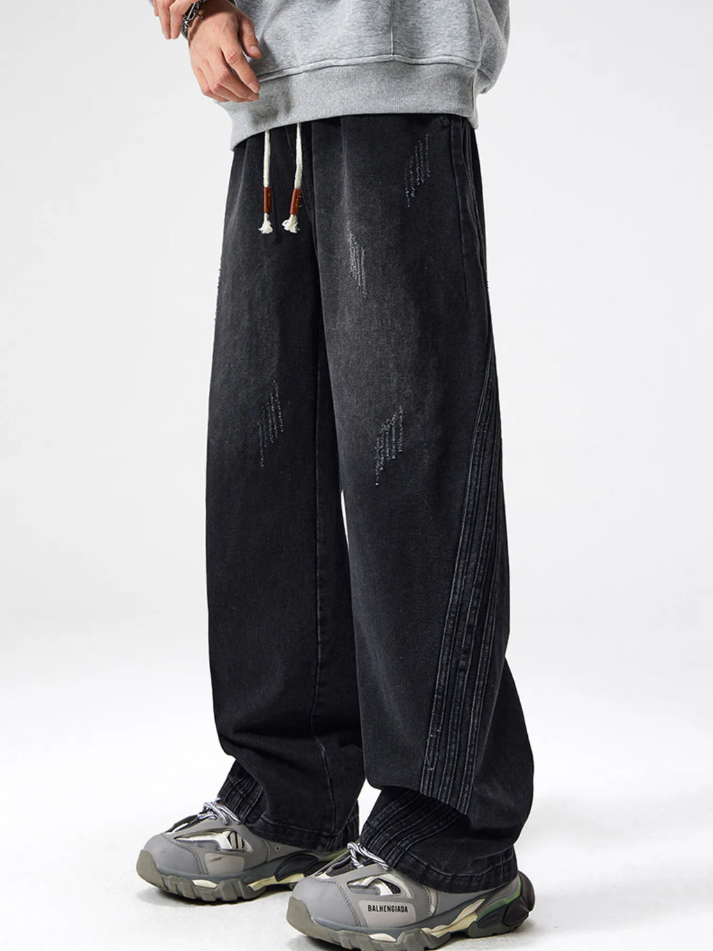 Men's Plus Size Wash Wide Leg Jeans