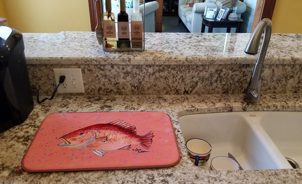 Strawberry Snapper Dish Drying Mat Absorbent Dish Drying Mat Pad for Kitchen Counter Dish Drainer Mat for Countertop, 14 x 21", Multicolor