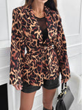 Leopard Print Tie Waist Blazer