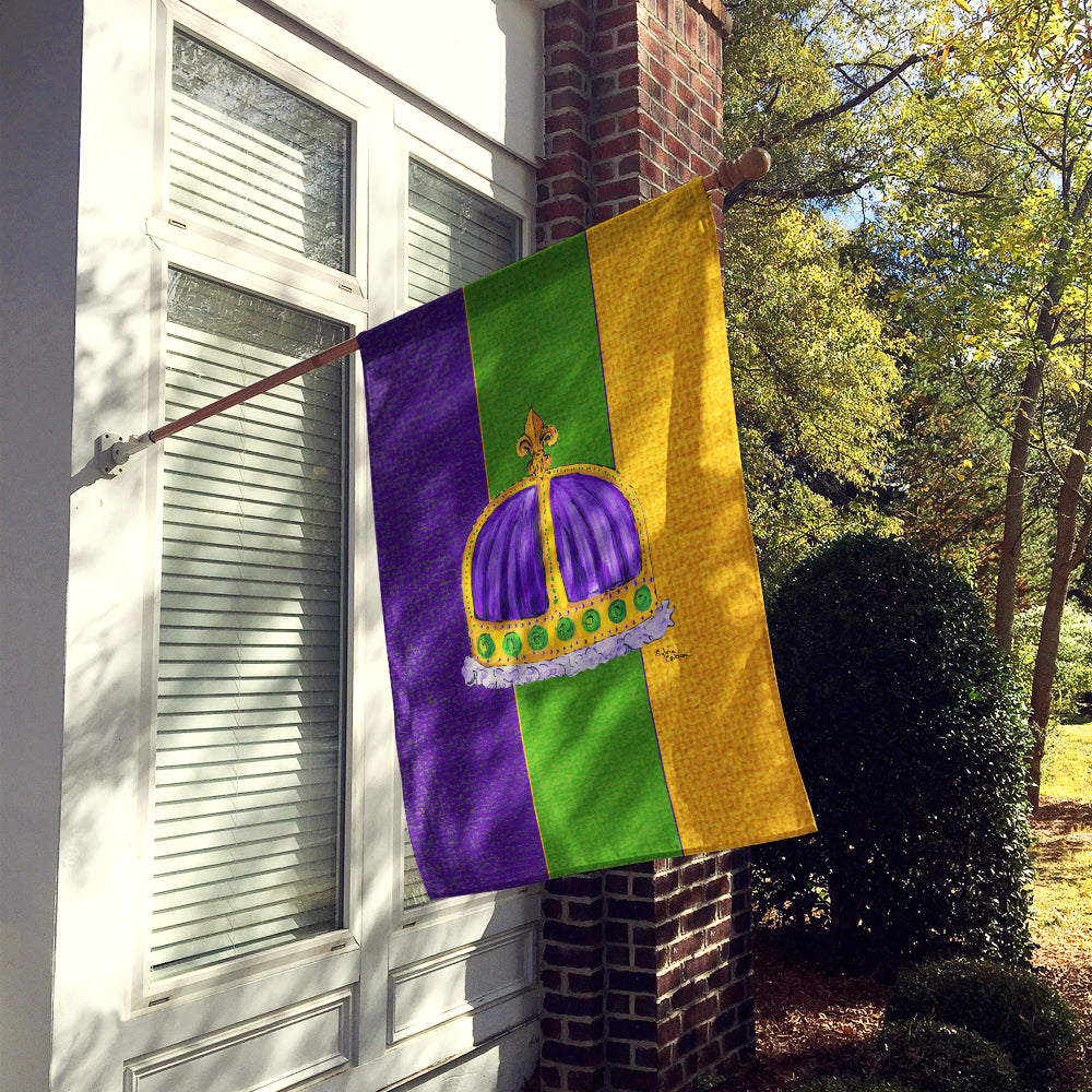 King's Crown Mardi Gras House Flag 28x40 Porch Sleeve Pole Decorative Outside Yard Banner Artwork Wall Hanging, Polyester