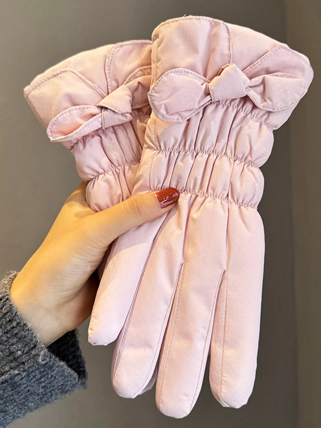 Bowknot Ruched Gloves