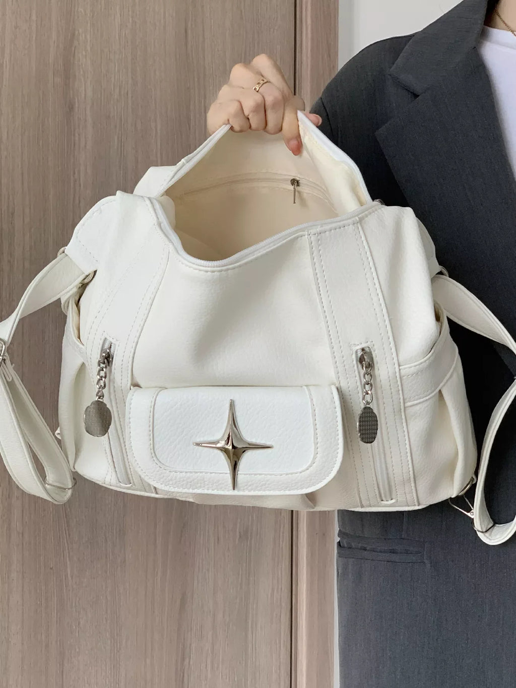 Adjustable Strap Star Decor Convertible Crossbody Bag