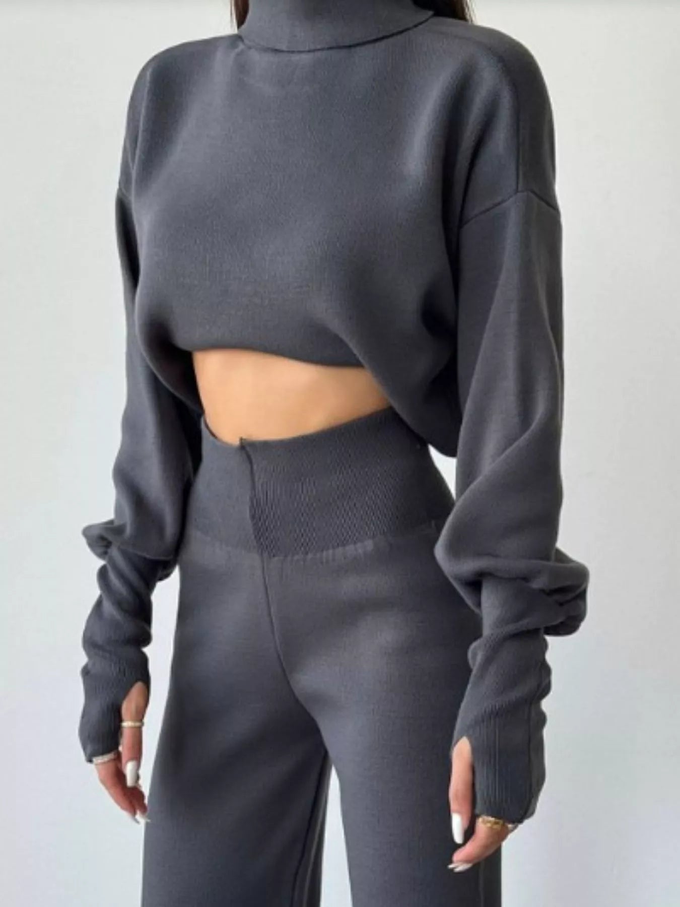 Turtleneck Long Sleeve Top & Pants Set