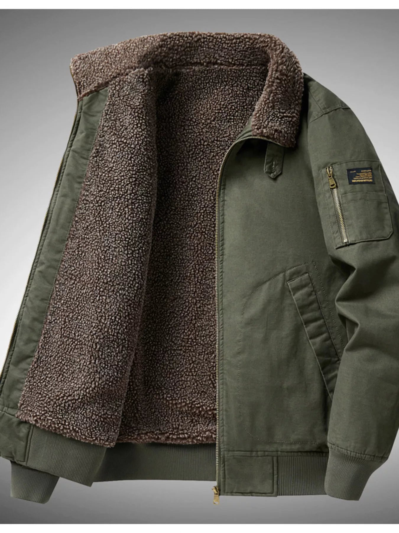Men's Plus Size Winter Sherpa Lined Bomber Jacket