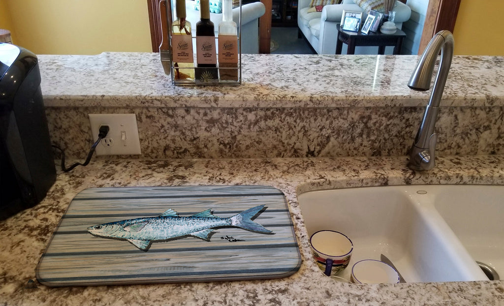 Fish Mullet Dish Drying Mat Absorbent Dish Drying Mat Pad for Kitchen Counter Dish Drainer Mat for Countertop, 14 x 21", Multicolor