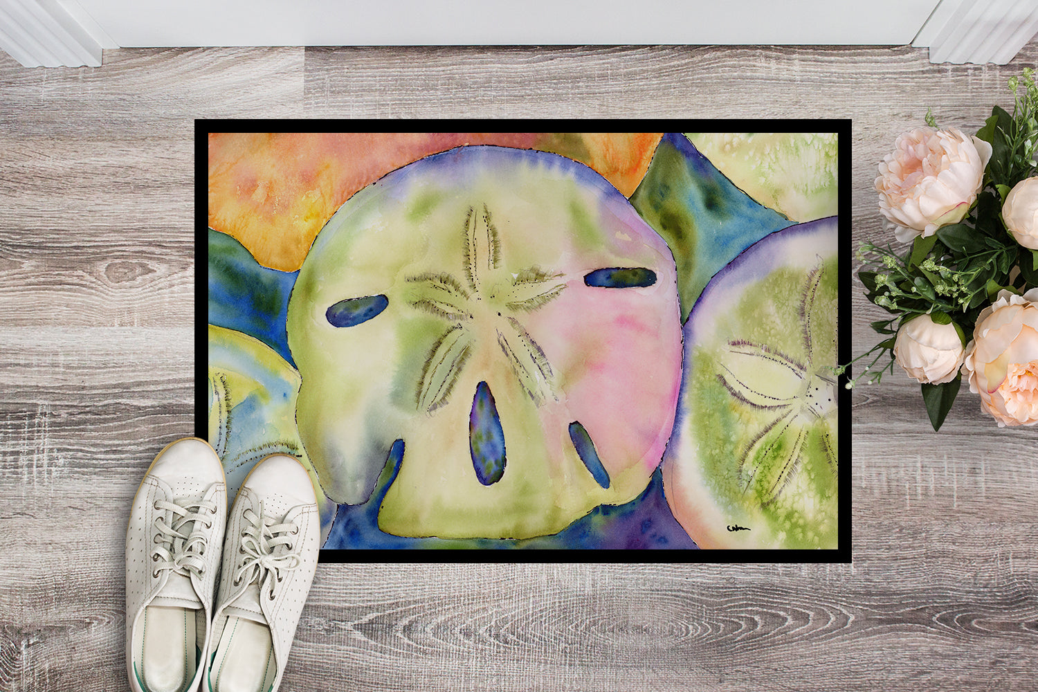Sand Dollar Doormat Indoor Outdoor 18H X 27W Front Door Mat Rugs for Entryway, Non Slip Washable
