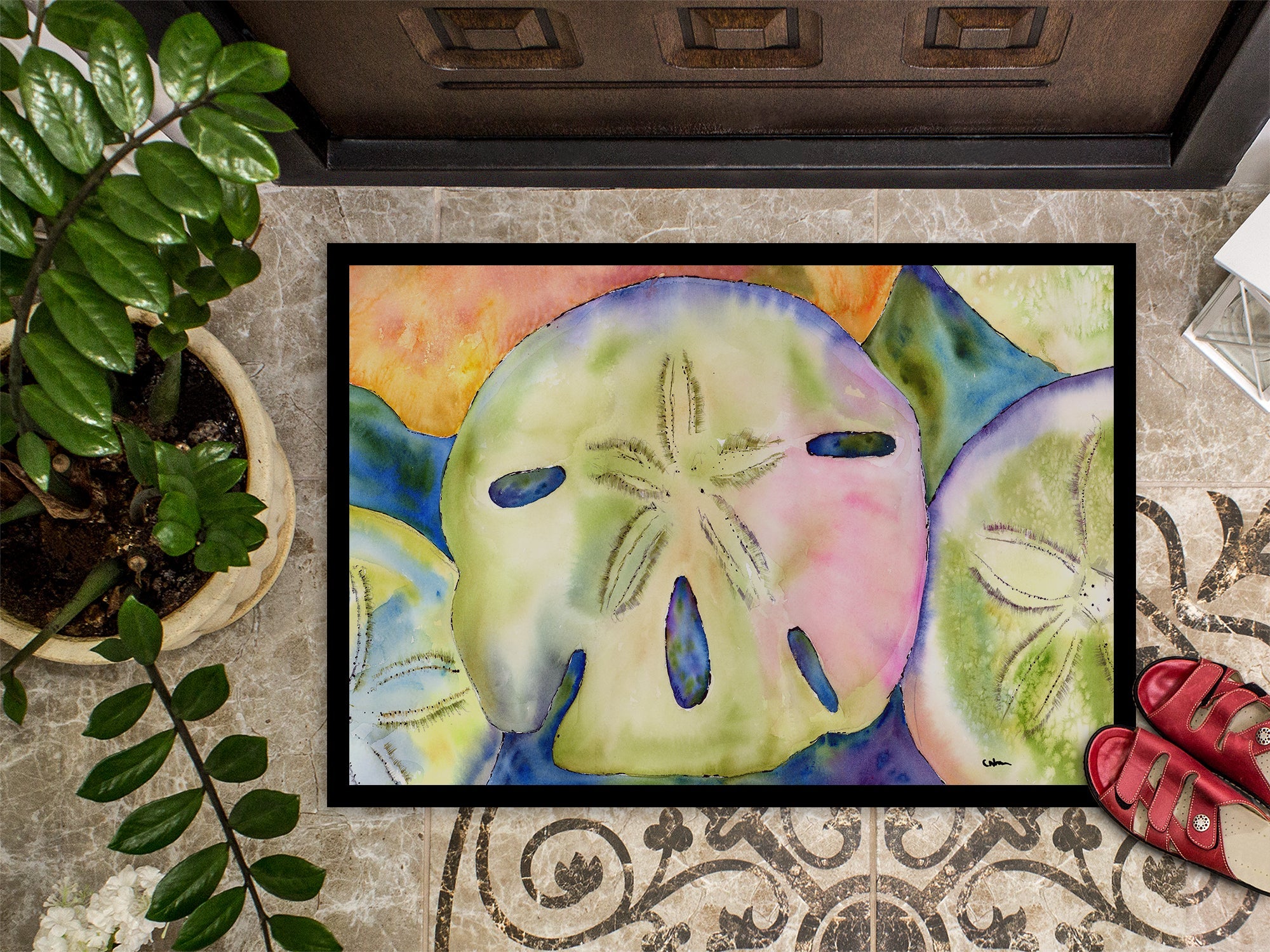 Sand Dollar Doormat Indoor Outdoor 18H X 27W Front Door Mat Rugs for Entryway, Non Slip Washable