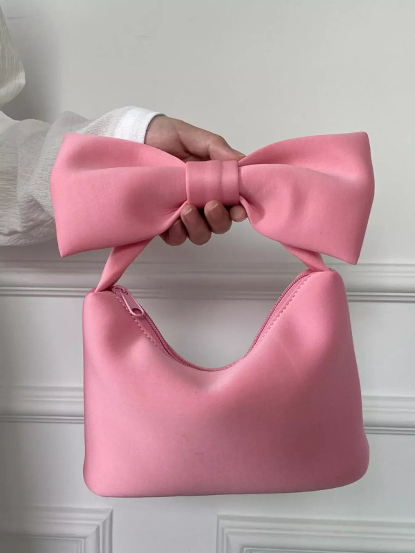 Solid Color Bow Handbag