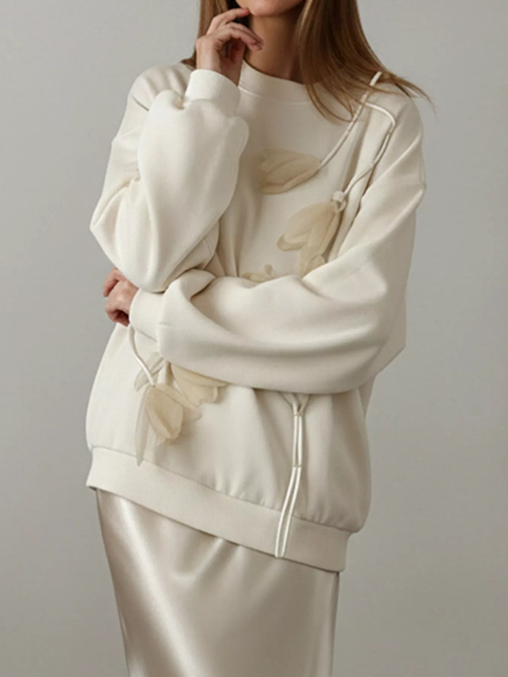 Flower Dropped Shoulder Sweatshirt