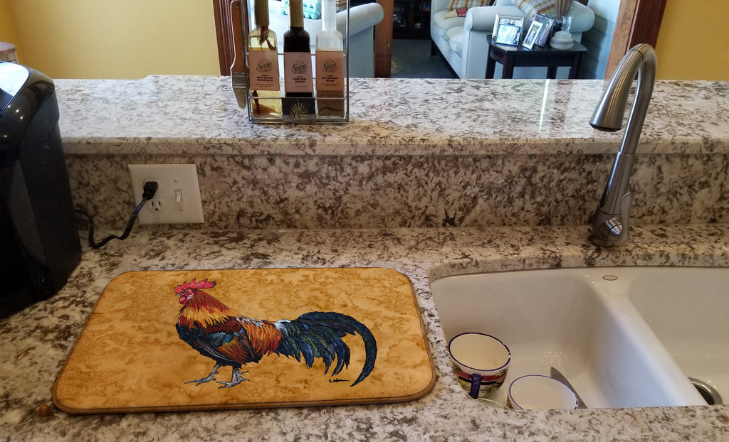 Rooster Dish Drying Mat Absorbent Dish Drying Mat Pad for Kitchen Counter Dish Drainer Mat for Countertop, 14 x 21", Multicolor