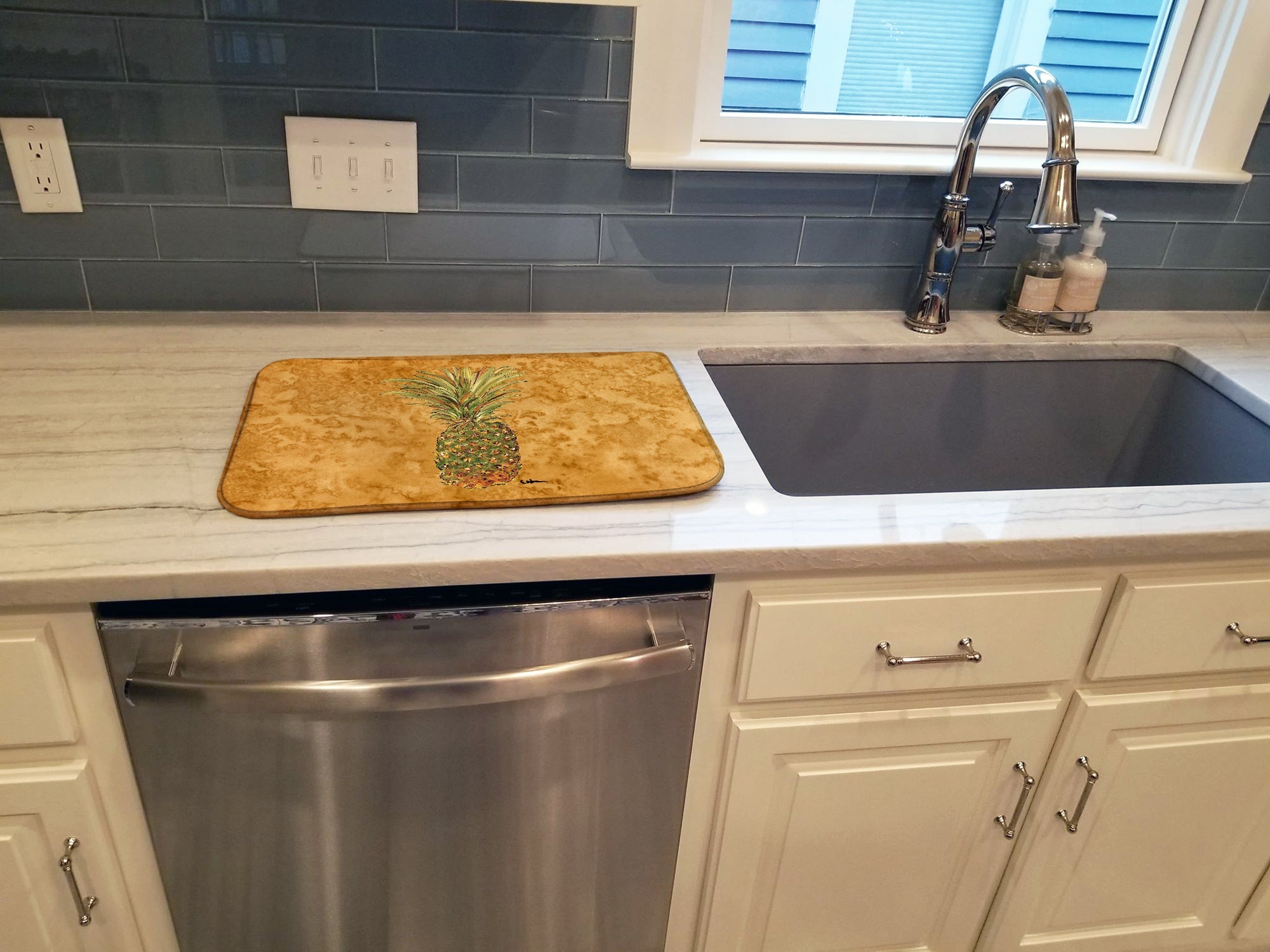 Pineapple Dish Drying Mat Absorbent Dish Drying Mat Pad for Kitchen Counter Dish Drainer Mat for Countertop, 14 x 21", Multicolor