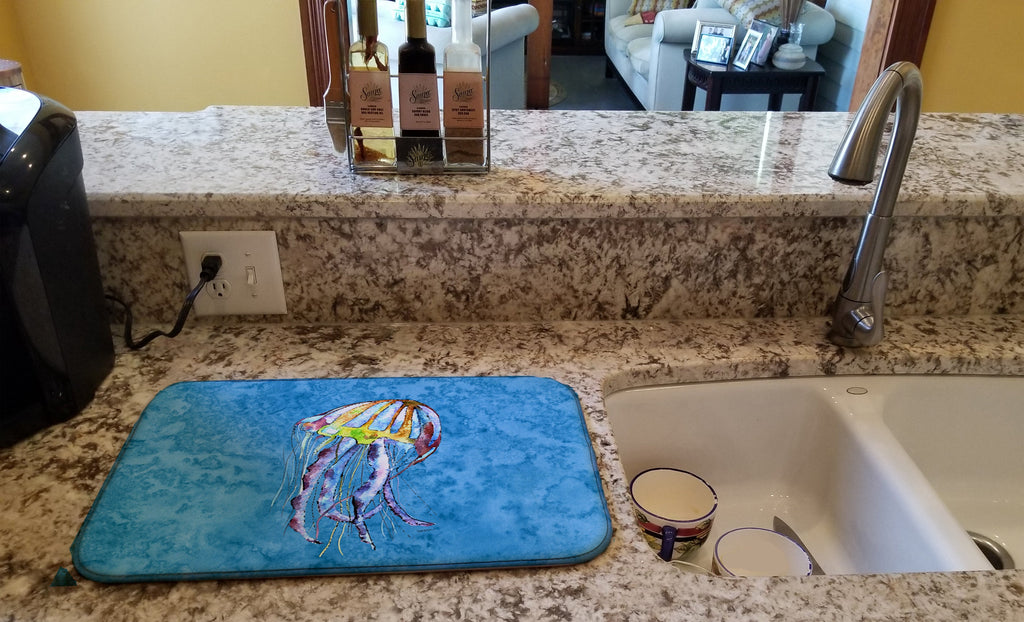 Jellyfish Dish Drying Mat Absorbent Dish Drying Mat Pad for Kitchen Counter Dish Drainer Mat for Countertop, 14 x 21", Multicolor