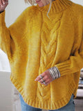 Full Size Cable-Knit Long Sleeve Sweater Plus Size