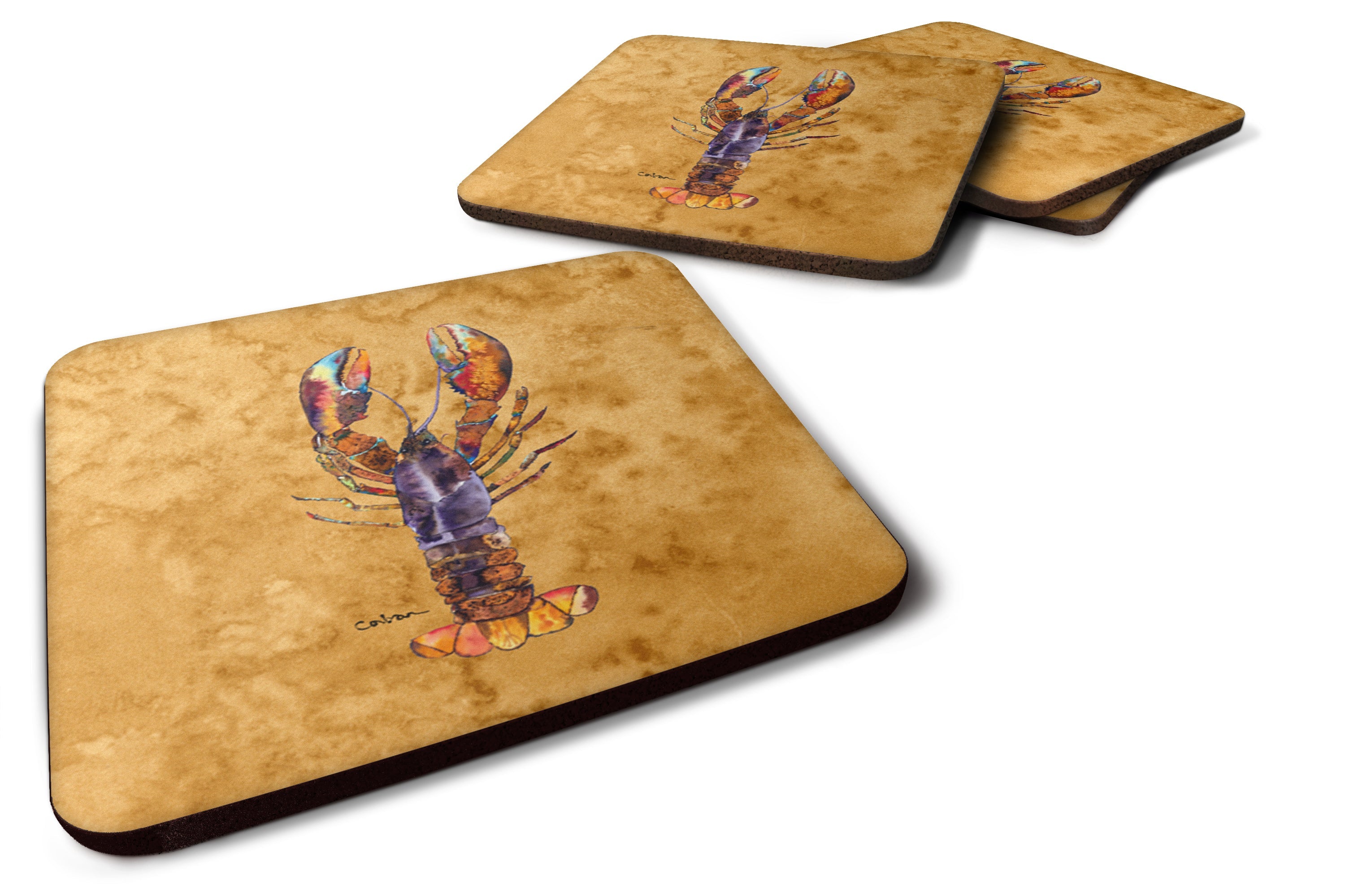 Lobster Foam Coasters Set of 4 Cup Coasters for Indoor Outdoor, Tabletop Protection, Anti Slip, Mouse pad Material