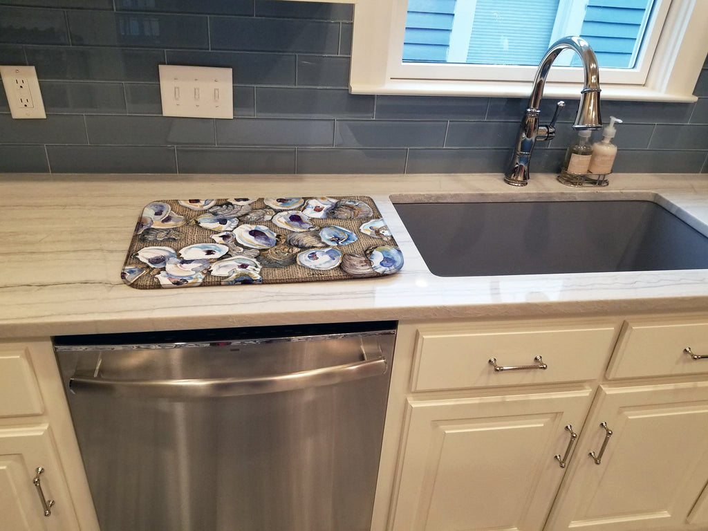 Oyster Dish Drying Mat Absorbent Dish Drying Mat Pad for Kitchen Counter Dish Drainer Mat for Countertop, 14 x 21", Multicolor
