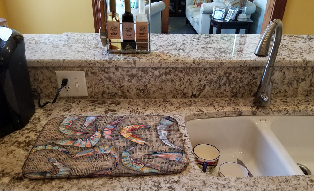 Shrimp Dish Drying Mat Absorbent Dish Drying Mat Pad for Kitchen Counter Dish Drainer Mat for Countertop, 14 x 21", Multicolor