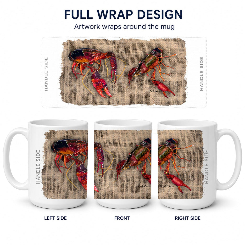 Crawfish Ceramic Coffee Mug 15 oz Decorative Large C Handle Mug Cup for Tea, Cocoa Hot Chocolate