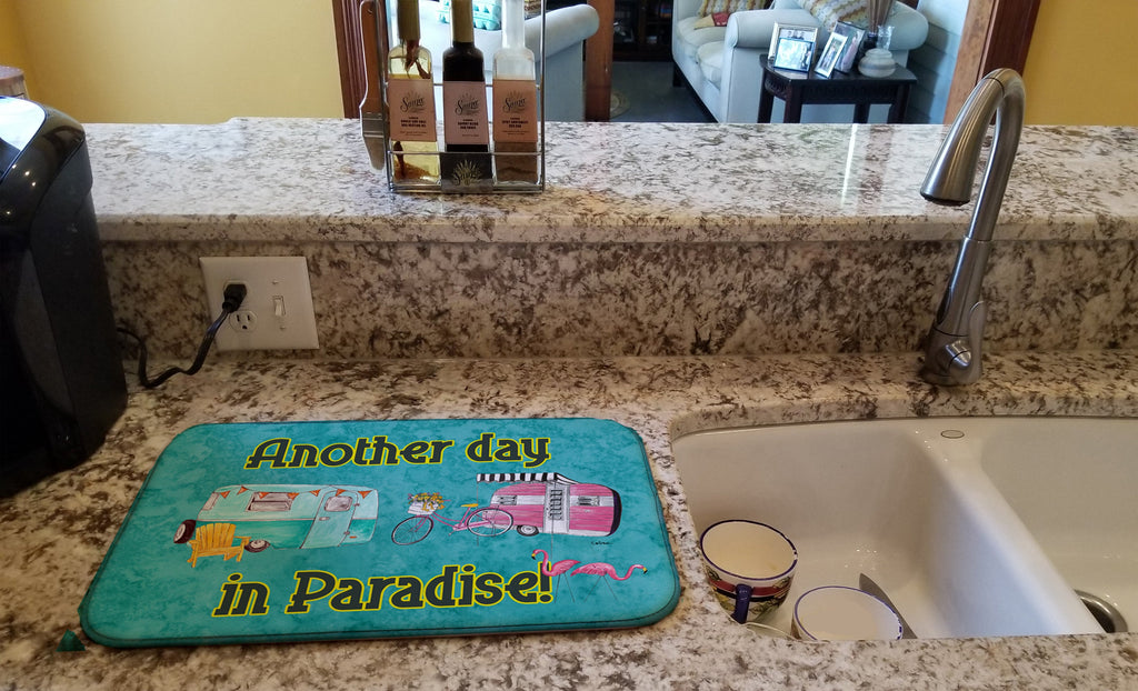 Another Day in Paradise Dish Drying Mat Absorbent Dish Drying Mat Pad for Kitchen Counter Dish Drainer Mat for Countertop, 14 x 21", Multicolor