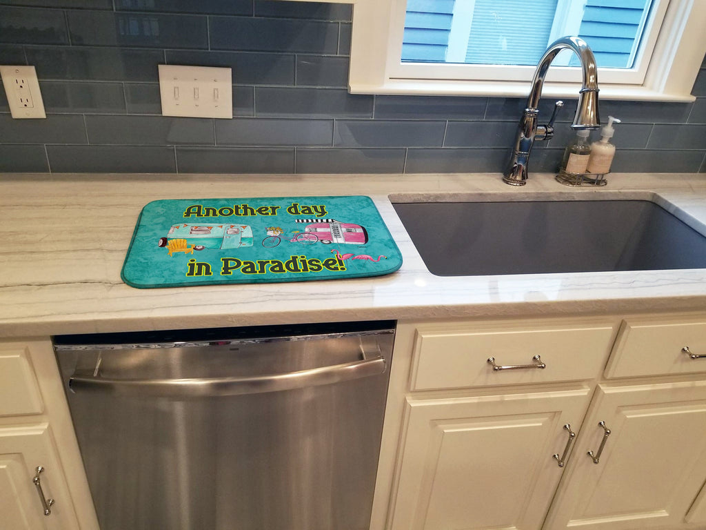 Another Day in Paradise Dish Drying Mat Absorbent Dish Drying Mat Pad for Kitchen Counter Dish Drainer Mat for Countertop, 14 x 21", Multicolor