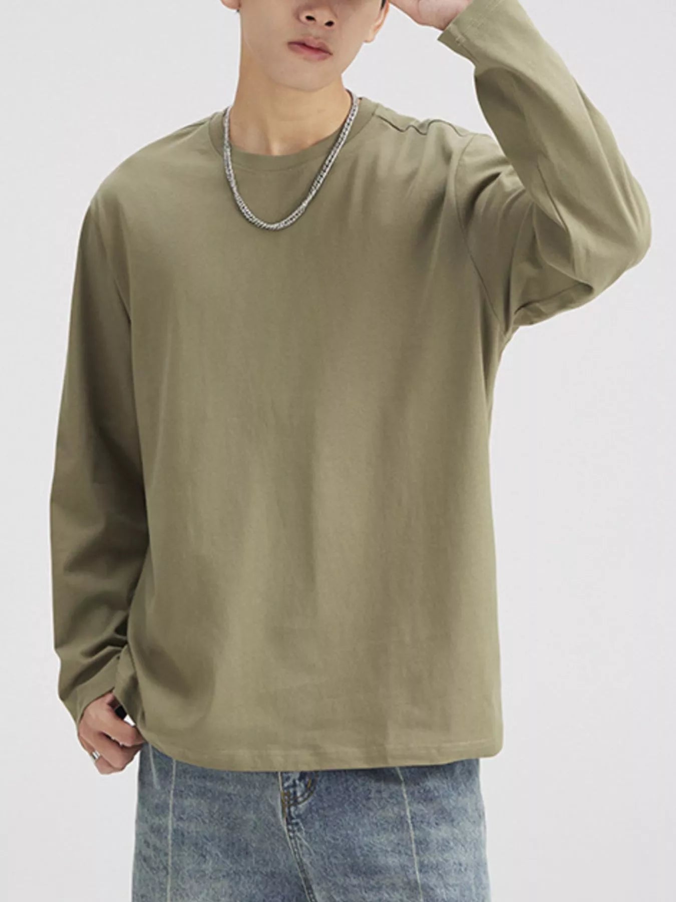 Men's Plus Size Solid Color Casual Long Sleeve T-Shirt