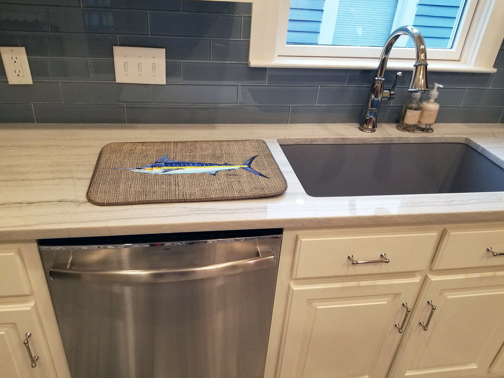 Fish - Marlin Dish Drying Mat Absorbent Dish Drying Mat Pad for Kitchen Counter Dish Drainer Mat for Countertop, 14 x 21", Multicolor