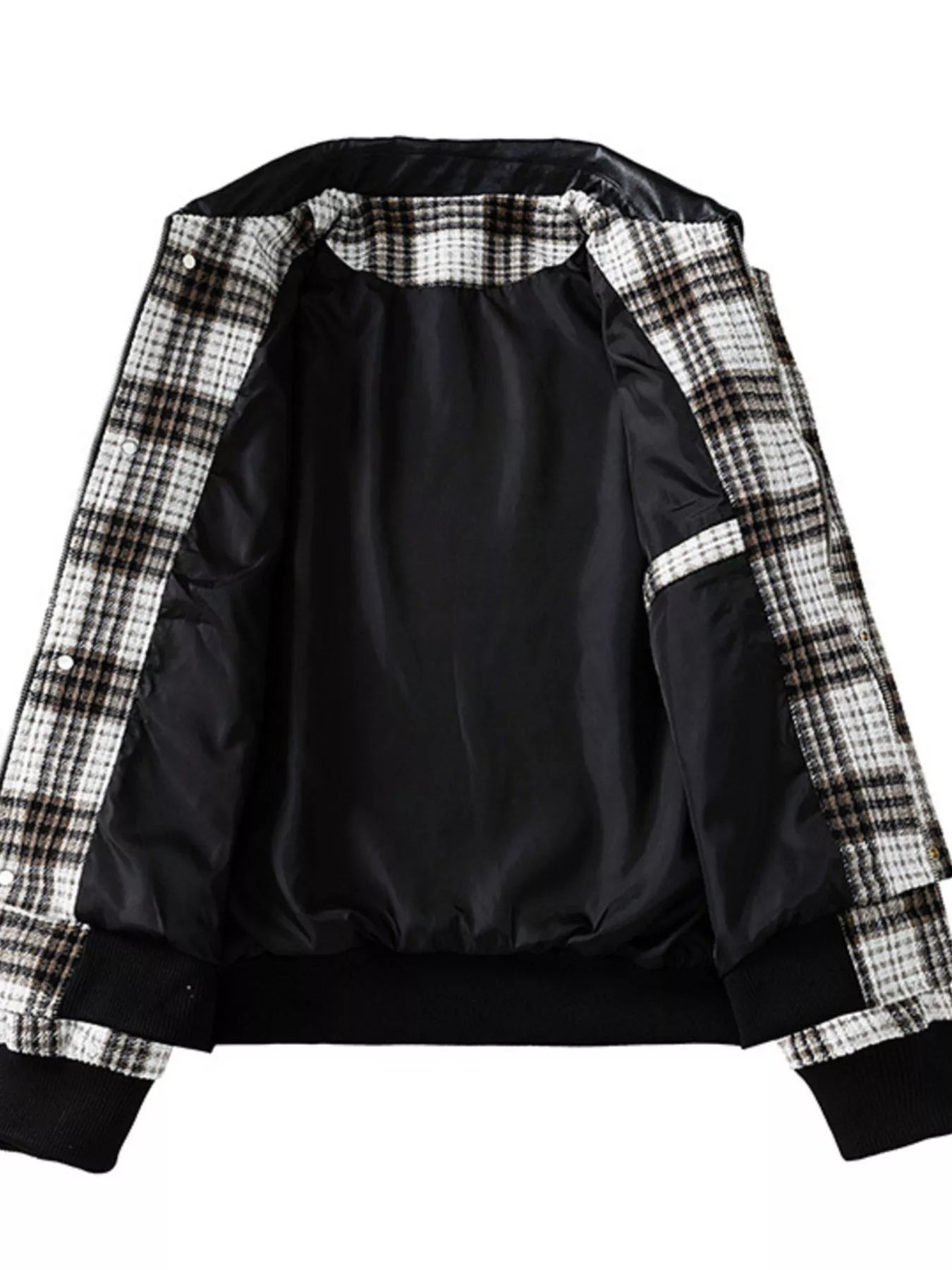 Men's Plus Size Plaid Pattern Snap Down Casual Jacket