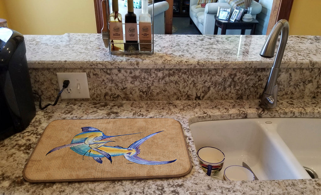 Blue Marlin Dish Drying Mat Absorbent Dish Drying Mat Pad for Kitchen Counter Dish Drainer Mat for Countertop, 14 x 21", Multicolor