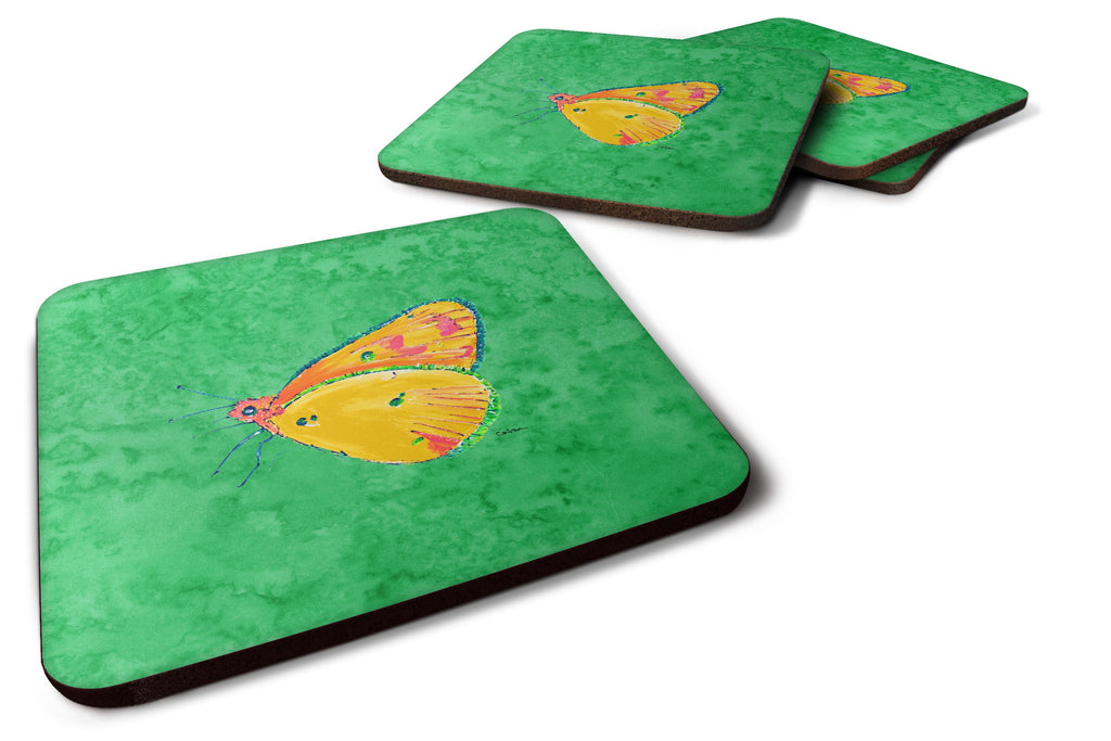 Butterfly Orange on Green Foam Coasters Set of 4 Cup Coasters for Indoor Outdoor, Tabletop Protection, Anti Slip, Mouse pad Material