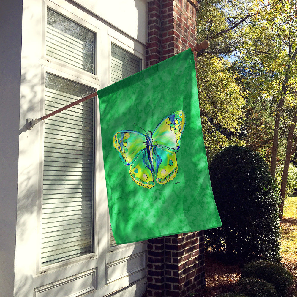 Butterfly Green on Green House Flag 28x40 Porch Sleeve Pole Decorative Outside Yard Banner Artwork Wall Hanging, Polyester