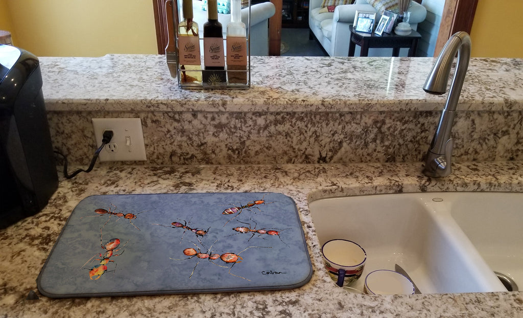 Ants Dish Drying Mat Absorbent Dish Drying Mat Pad for Kitchen Counter Dish Drainer Mat for Countertop, 14 x 21", Multicolor