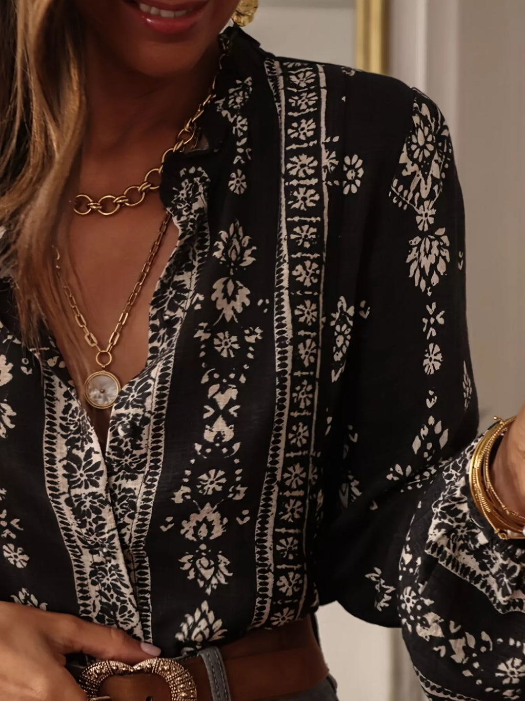 Vintage Print Long Sleeve Shirt