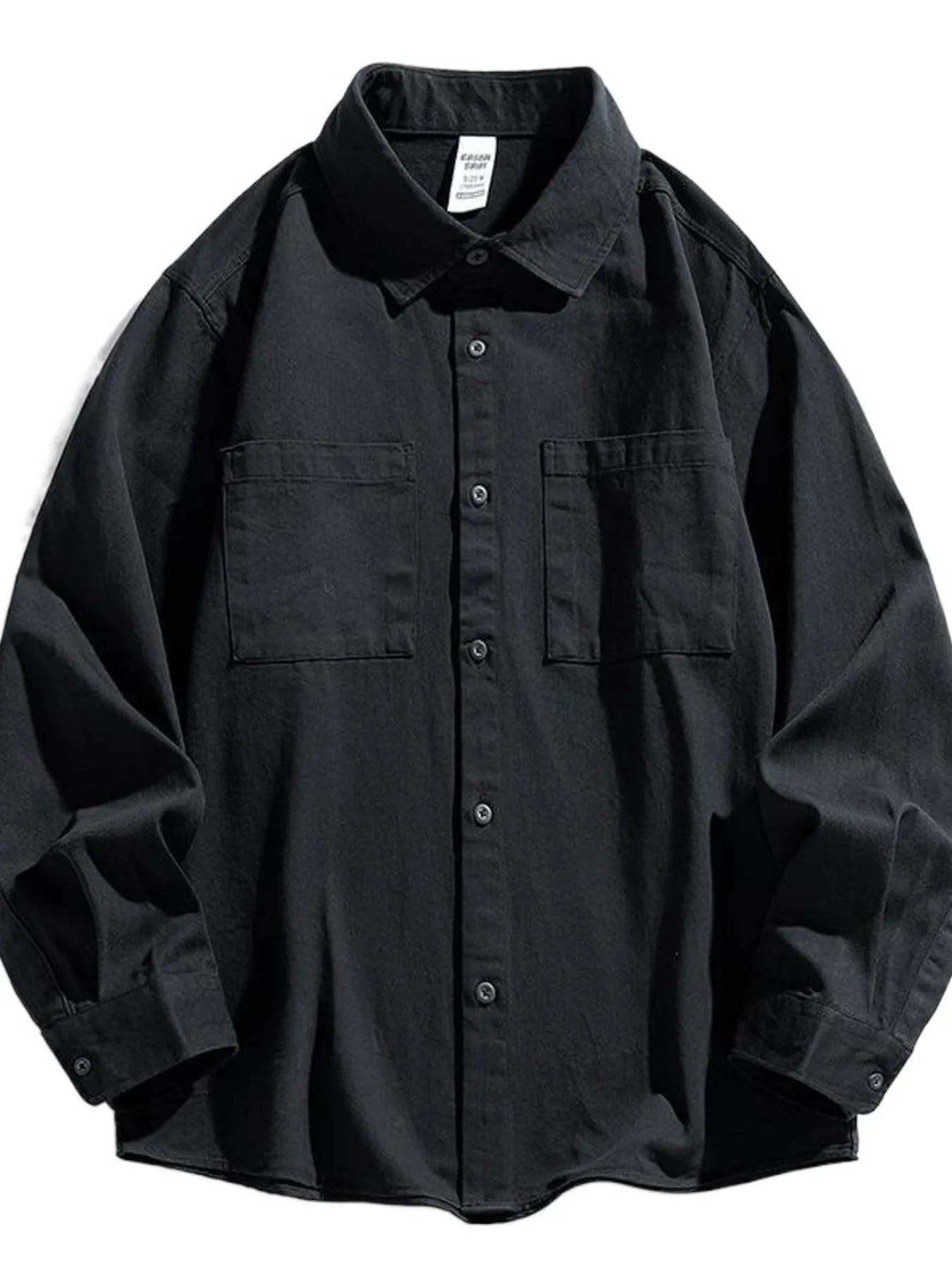 Men's Plus Size Casual Solid Color Long Sleeve Shirt