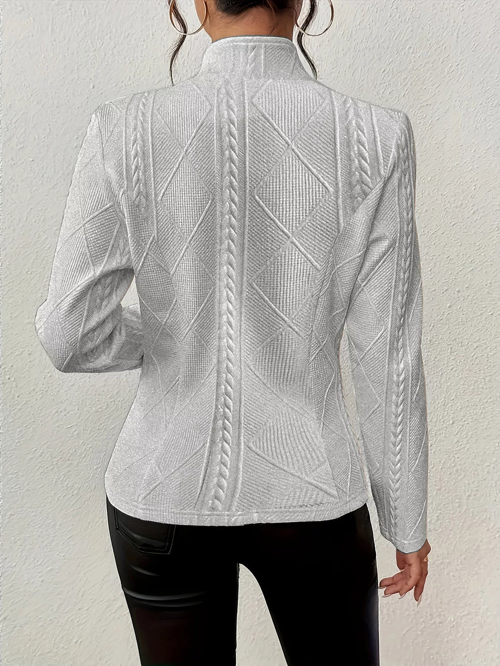 Textured Knit Button-Front Blazer