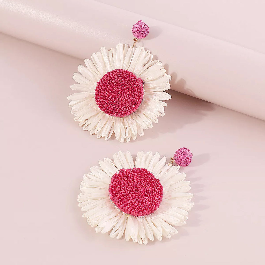 Sunflower Rattan Dangle Earrings