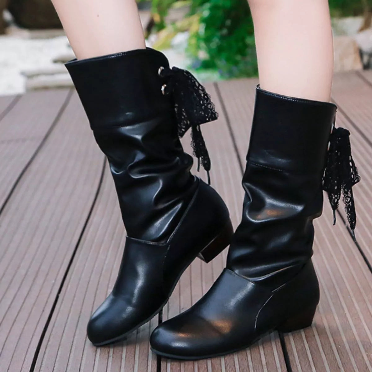 Round Toe Block Heels Boots