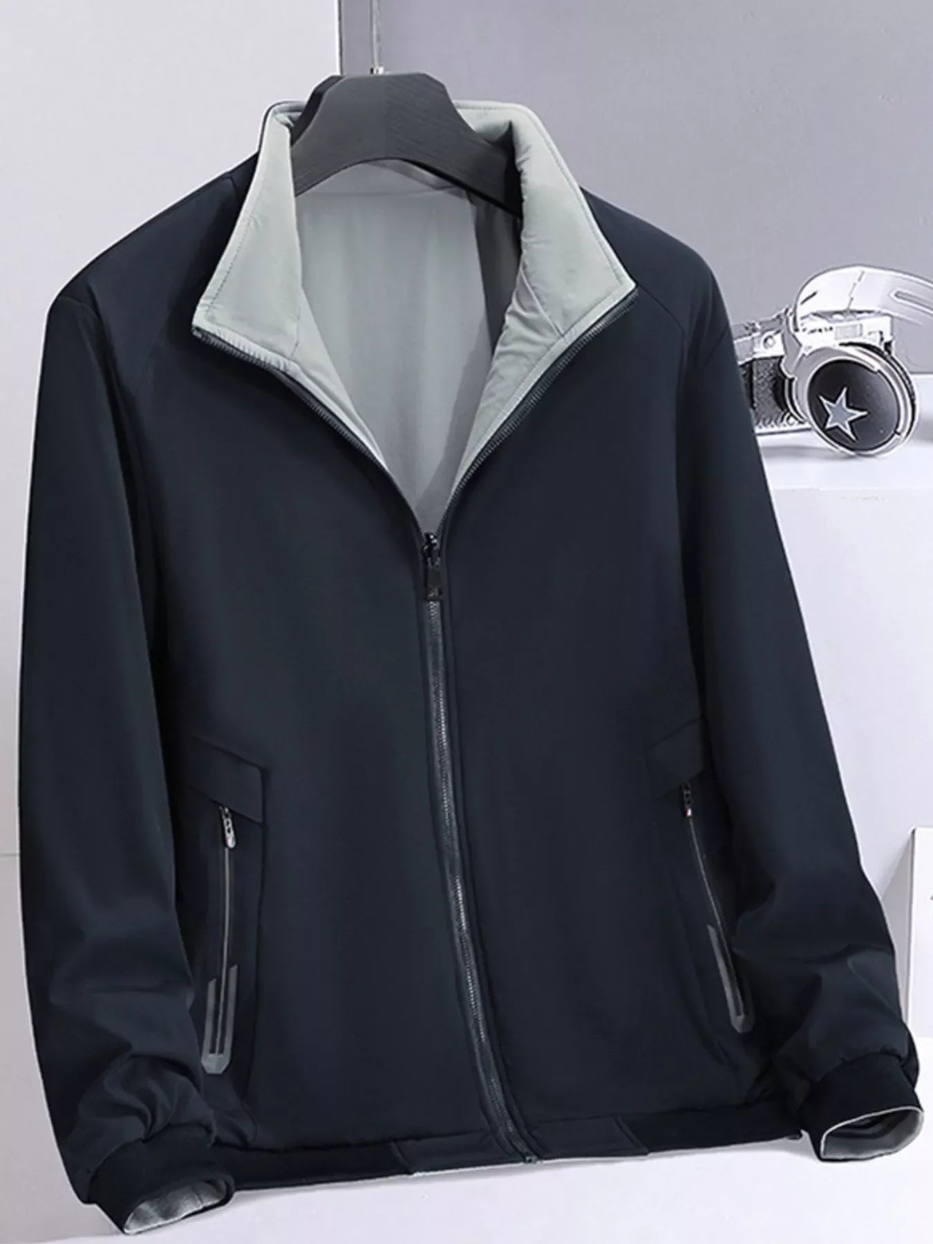 Men's Plus Size Lightweight Casual Zip-Up Jacket