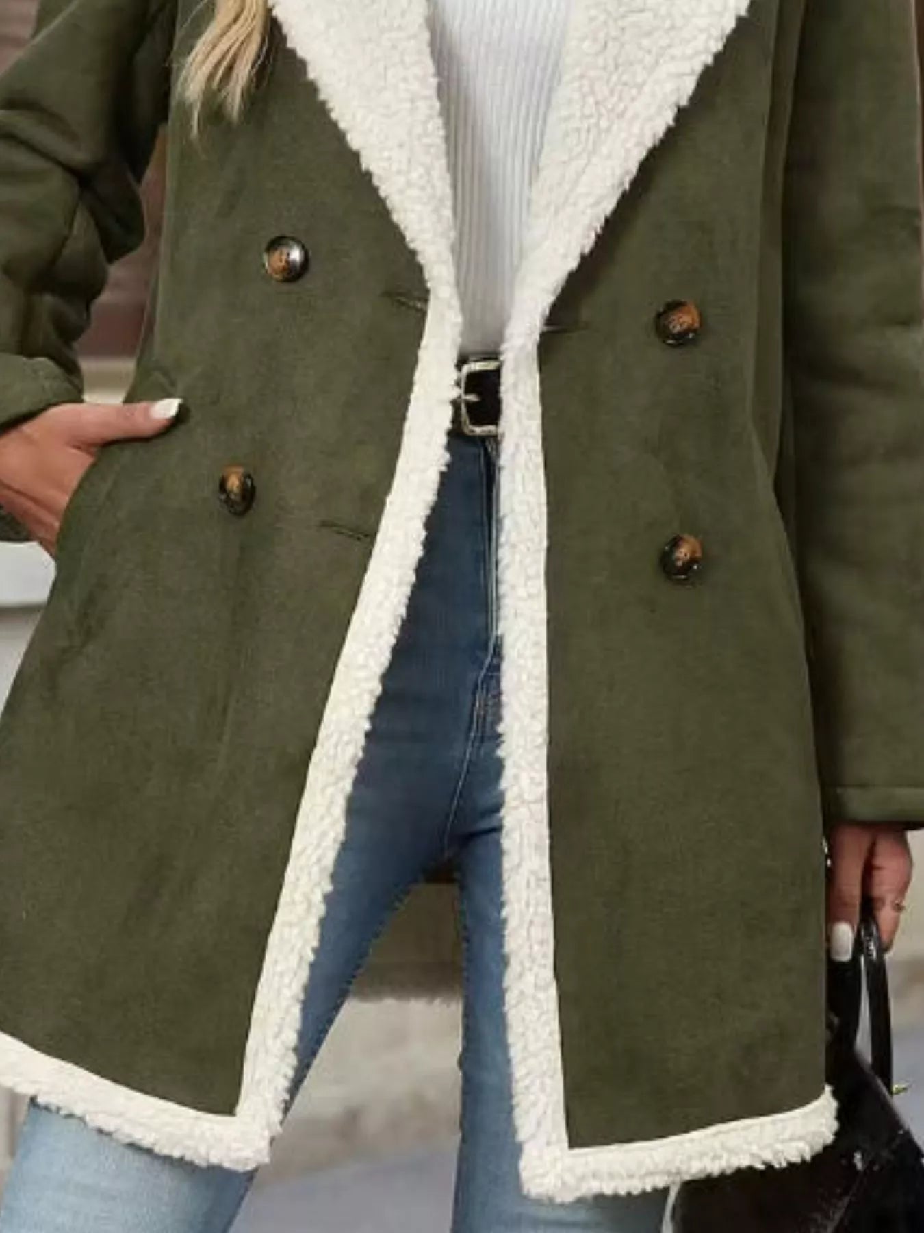 Sherpa Lined Button Up Coat