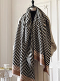 Chevron Pattern Raw Hem Scarf