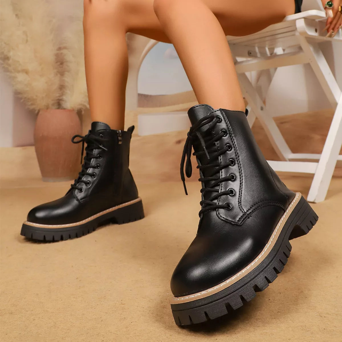Lace-Up Platform Boots