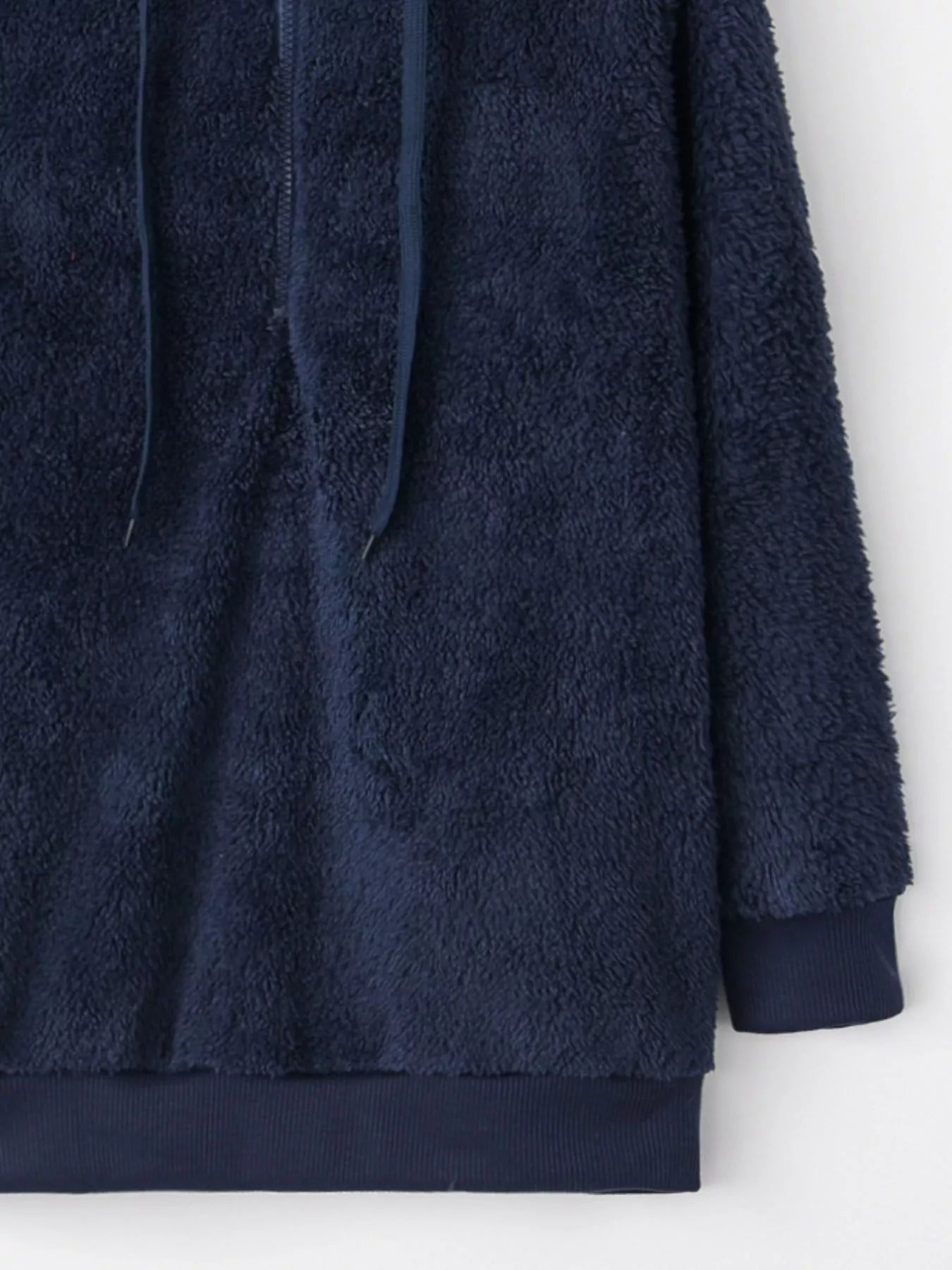 Full Size Half Zip Drawstring Fleece Hoodie Plus Size