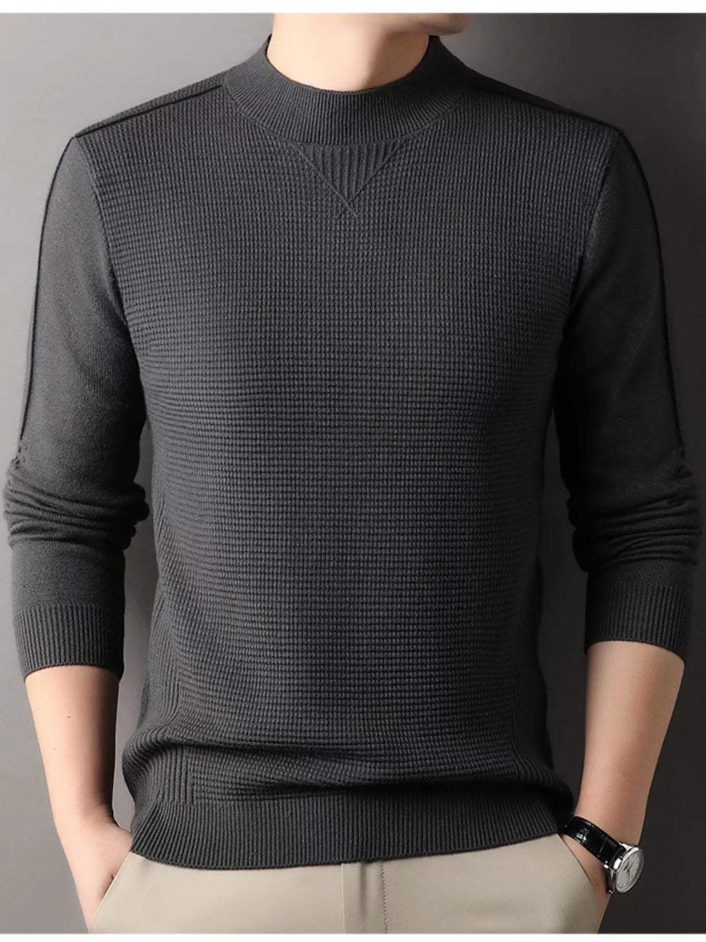 Men's Plus Size Texture Mock Neck Sweater